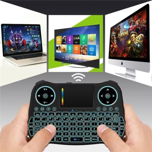 MT08 Mini Keyboard RGB Backlight Air Mouse Rechargeable 2.4G Wireless Keyboard With Touchpad For Android TV Box Phone Xbox360 PC