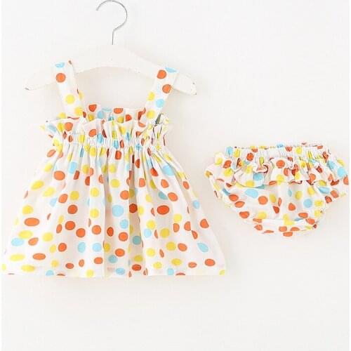2021 New Baby Girl Clothes Set Baby Girl Outfit 2 Pcs Sets Cute Colorful Dot Strap Dress+short Pants Baby Clothes Summer 0-18M