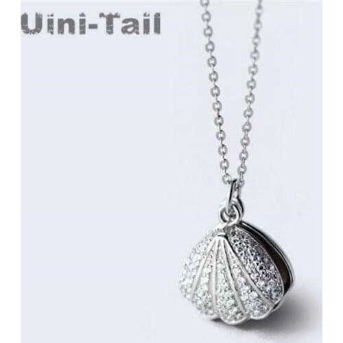 Uini-Tail New Hot 925 Sterling Silver Pearl Shell Necklace Korean Creative Fashion Joker High Quality Gift Choice