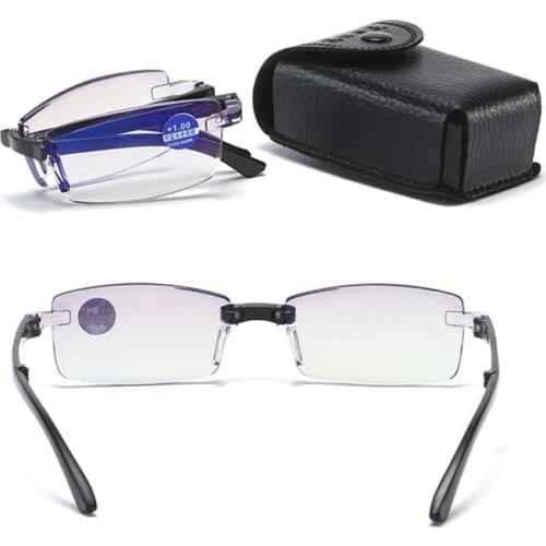 New Folding Ultralight Rimless Reading Glasses Anti Blue Light Radiation Computer Presbyopia Readers spectacleso Reader Glasses