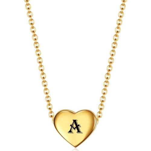 Legenstar Stainless Steel Gold Letters A - Z Initial M S C K Alphabet Heart Pendant Chain Necklace Collares Jewelry