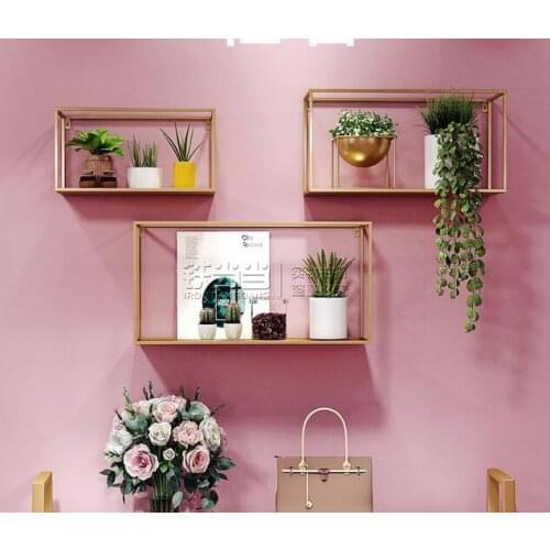 Clothing store shelf golden upper wall display rack combination shelf wall hanging shelf clothing store window decoration