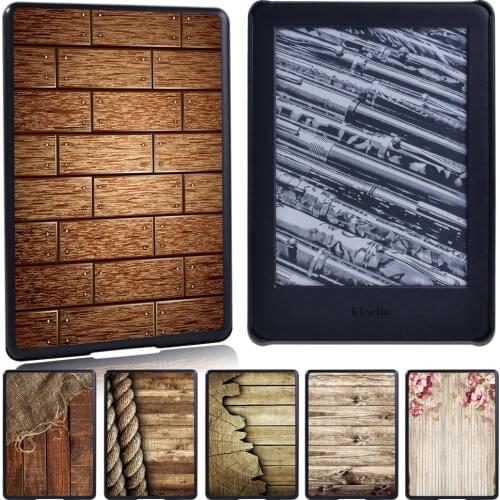Shockproof Slim Multicolor Wood Print Hard Tablet Case for Amazon Kindle(10th/8th Gen)/Paperwhite 1/2/3/4 6 Inch + Free Stylus