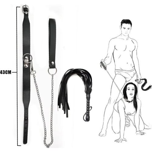 PU Leather Sex Toy Bdsm Bondage Slave Collar Leash Steel Chain Restricts Fetish Adult Game Dog Chain Punish Neck Collars Sexshop