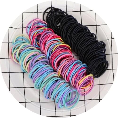 100pcs/lot 3CM Hair Accessories girls Rubber bands Scrunchy Elastic Hair Bands kids baby Headband decorations ties Gum for hair