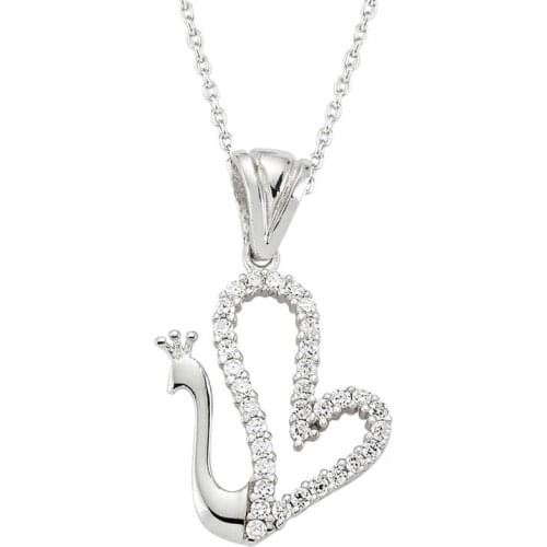 Tevuli 925 Sterling Silver Heart Swan Lady Necklace