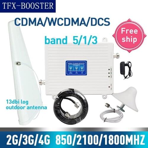 TFX-BOOSTER 850/1800/2100mhz Tri Band Signal Booster 2g 3g 4gCDMA WCDMA UMTS LTE Cellular Repeater Amplifier 13dbi outside