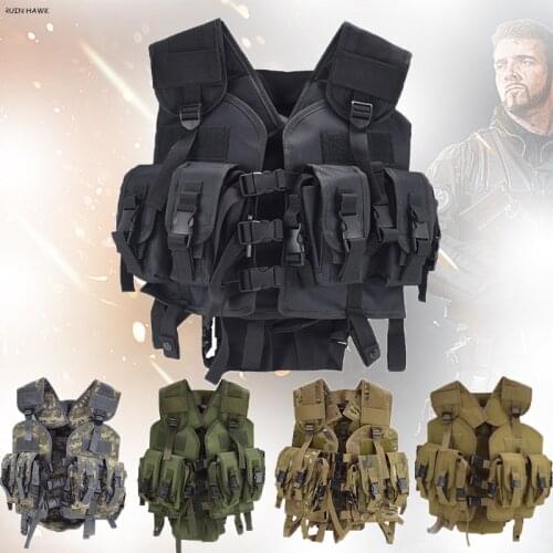 Navy Tactical Vest Hunting Shooting Protection Vest with Water Bag Airsoft Military Vest Woodland Camo Armor Vest