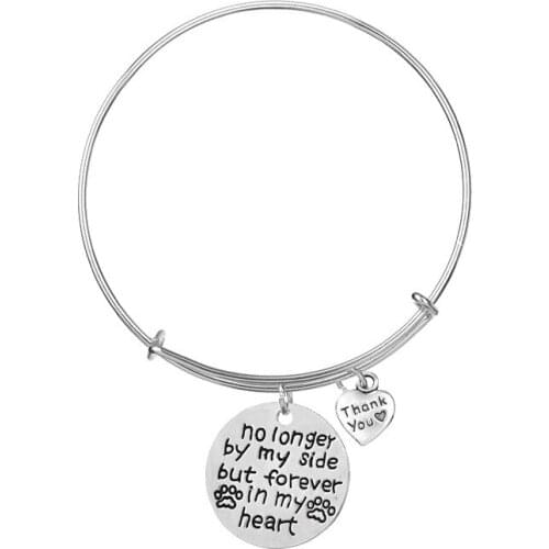Euro-American Alloy Jewelry Letter no longer by side but forever in my heart Bangle Women Men Adjustable Bracelet For Gift