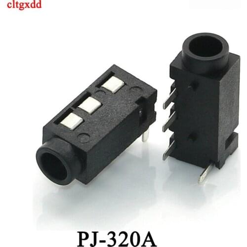 10pcs 3.5mm audio connector, female audio connector, 4-pin, PJ-320A pj320a audio input socket, black audio connector