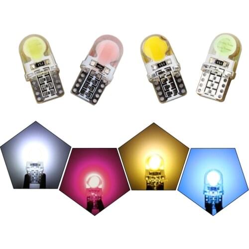 2Pcs Car Led Bulbs T10 194 168 W5W COB 8 SMD LED Silica Bright License Light Bulb White Amber Red Ice blue Purple 12V