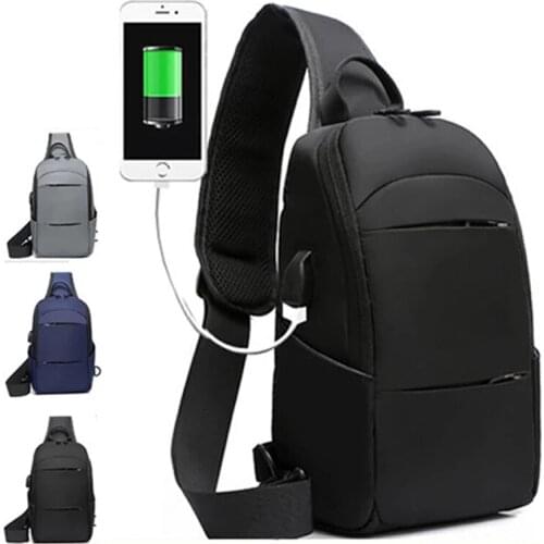 2020 Nylon Mens Waterproof USB Multifunction Crossbody Bag Shoulder Bags Messenger Chest Bag Short Trip Travel Pack for Male