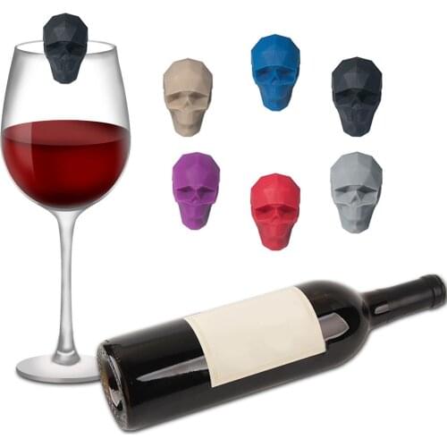 6pcs Wine Glass Charm Suction Reusable Silicone Wine Glass Marker Wine Glass Tag Cocktails Drinking Cup Sign Bar Accessories