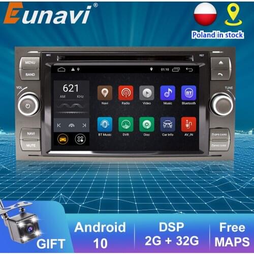 Eunavi 2 Din Android 10 Car Radio Multimedia Player For Ford Mondeo S-max Focus C-MAX Galaxy Fiesta Form Fusion Auto DVD GPS BT