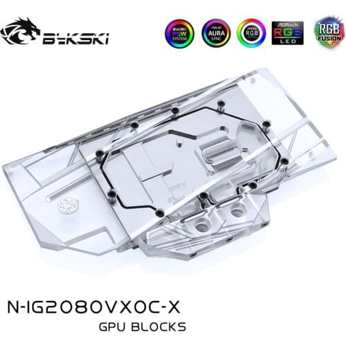 Bykski Water Block use for Colorful iGame RTX2070/2080 Vulcan X OC / Full Cover Copper Radiator Block/RGB Light