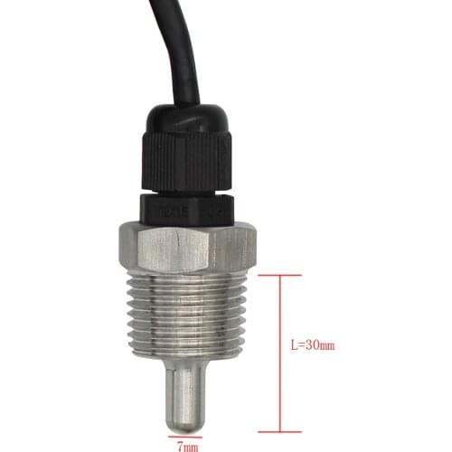 1x DS18B20 Digital Temperature Sensor G1/2" Thread Probe DIA=7mm 1m PVC 3-core Wire SUS304 Stainless Steel Shell