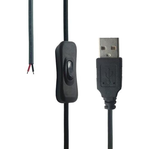 DIY 5V USB Cable Male Jack 2Pin 2 Wire Power Charge Cable Cord 1m Wire With Switch for LED