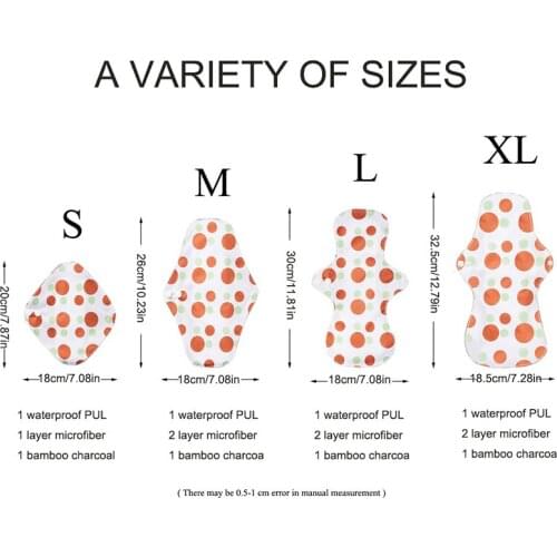 ALINAPPY Reusable Waterproof Bamboo Charcoal Sanitary Napkin Mom Menstrual Cotton Pads Washable Panty Lining Pad Healthy Women