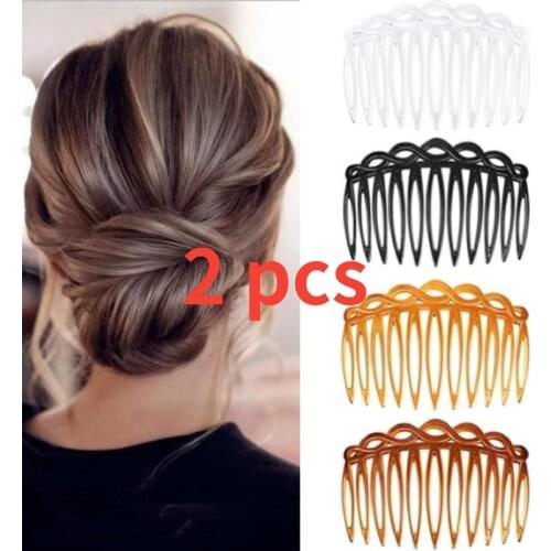 2PCS Hair Side Combs French Hair Comb Straight Teeth Hair Clip Comb Twist Hair Comb Bridal Wedding Veil Comb Hair Accessories