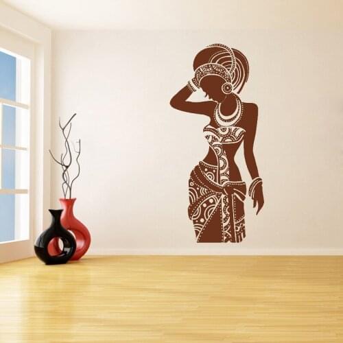 Beautiful Black Woman Wall Stickers for Living Room Home Decor Vinyl Waterproof Decals Windows Bedroom Art Decor K149