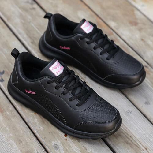 Fashion Womens Sneakers Light Low Lace Up Black Shoes Slip Resistant Mesh Sport Women New Casual Sneakers Women 2021 Tennis 5m