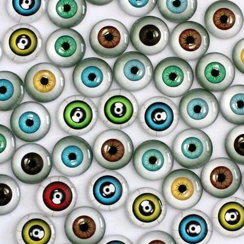 12mm Mixed Style Eyes Round Glass Cabochon Flatback Photo Dome Jewelry Finding Cameo Pendant Settings 50pcs/lot (K03763)