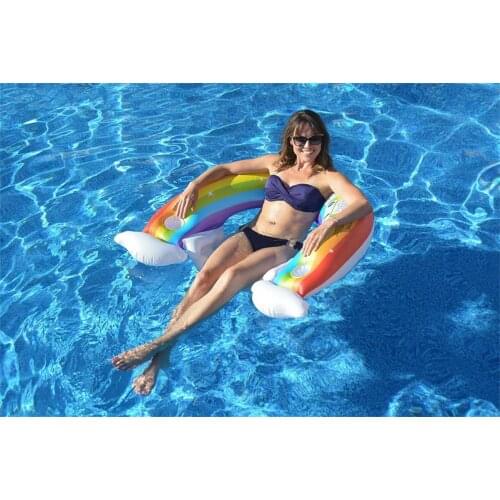 PVC Summer Inflatable Foldable Floating Row Swimming Pool Rainbow Water Hammock Air Mattresses Bed Beach Sports Lounger Chair