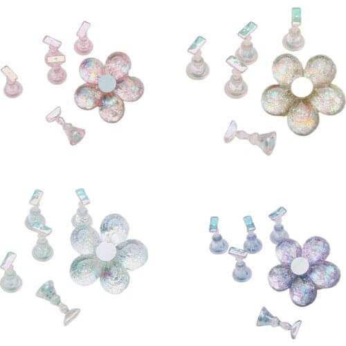 1 Set Magnetic Nail Holder Practice Display Stand Acrylic Crystal Showing Shelf Nail Art Tool Nail Polish Display Stand