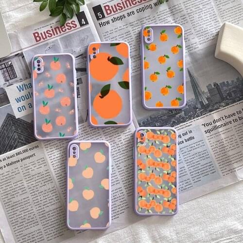 Cute Peach Phone Case Matte Fundas Shell Cover For Iphone 6s 7 8 Plus Xr X Xs 11 12 13 Mini Pro Max