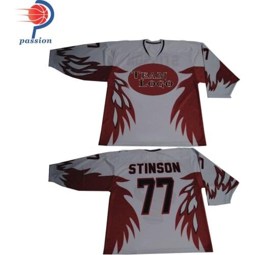 MOQ 5 pcs $35 Each Red and White Custom Ice Hockey Jerseys With Your OWN Team Logos