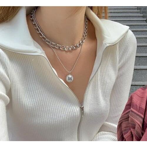 Multi-layer Chain Butterfly Round Pendant Necklace For Women Girlfriend Gift Harajuku Style Heart Coin Choker Necklace Jewelry