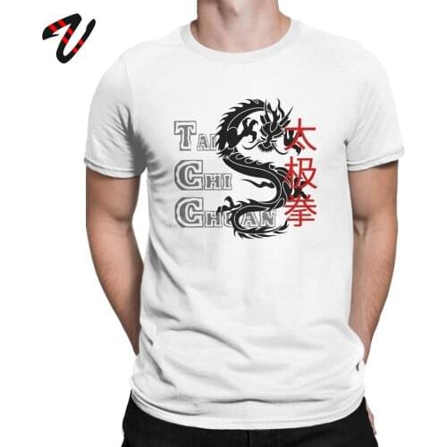 Men T-Shirts Tai Chi Chuan Chinese Dragon T Shirts Vintage Pure Cotton Tees Short Sleeve Round Collar Tops Plus Size Tshirt