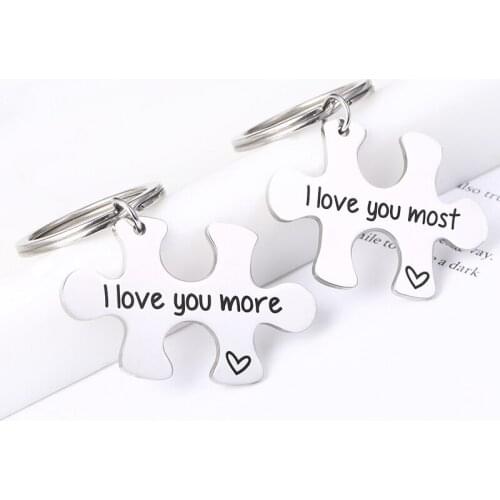 MYLONGINGCHARM Specialized Valentines Gifts-304 stainless steel Couple Keychain-Customized Keychain i love you most G3123