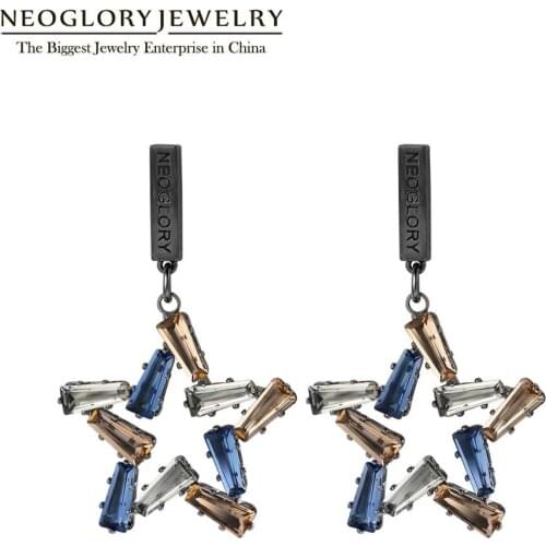 NEOGLORY 2020 Five-Pointed Star rainbow Crystal Colorful Drop earrings For Women Party Christmas Thanksgiving Accessories