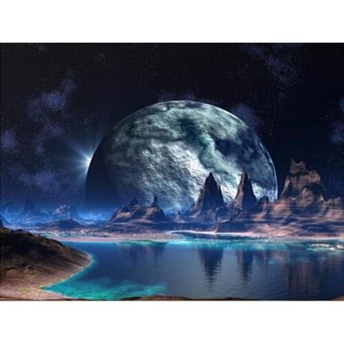 New mosaic Full Diamond embroidery beads Space Universe Moon River diamonds cross stitch scenic painting inlay handwork sale