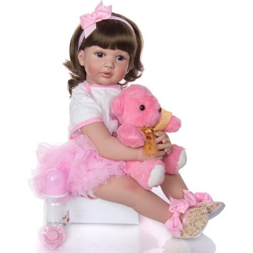 NPK Bebes Reborn Dolls de Silicone Girl cotton Body 60cm toddler Reborn Doll Toys For Girls Newborn alive Bebes Doll Best Gifts