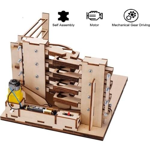 Steam Science Experiment Educational Kit 3D Wooden Marble Run Zuma Electric DIY Assemble Mechanical Gear Engineering Model Toys