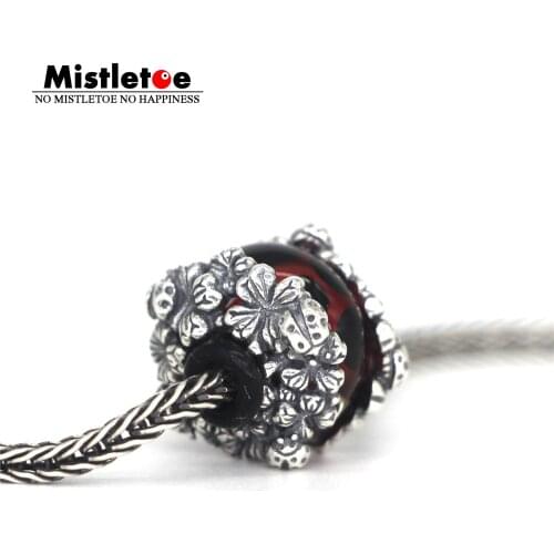Mistletoe 925 Sterling Silver Four-leaf clover ladybug Charm Bead European Jewelry