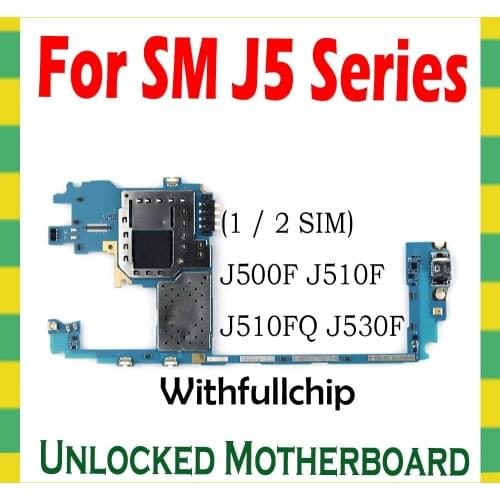 Original Motherboard For Samsung Galaxy J5 J510F J500F J530F Unlocked Assembly MainBoard W/ Full Chips Main Logic Board Android