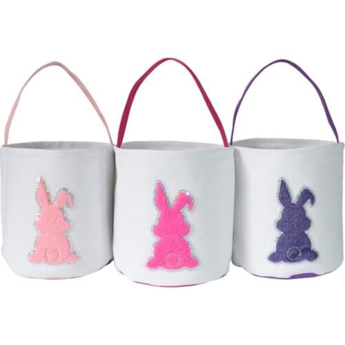 Easter Decor Basket Cartoon Bunny Rabbit Printed Gift Bag Easter Cookie Candy Canvas Bag Home Decoration Party Supplies Z31