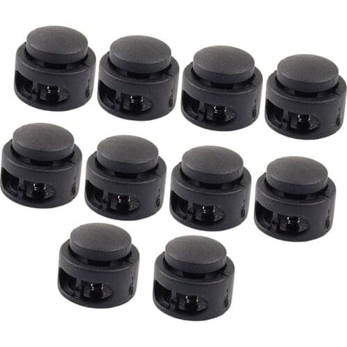 Spring Stop Double Holes Plastic Lanyard Cord Locks End x 10