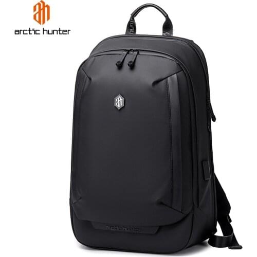 ARCTIC HUNTER New Mens Backpack Notebook Backpack Black for Men USB Charging Business Travel Backpack Waterproof Anti-Theft