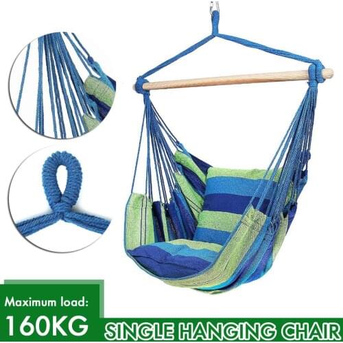 160kg Hammock Garden Hang Lazy Chair Swinging Indoor Outdoor Furniture Hanging Rope Chair Swing Chair Seat bed Travel Camping
