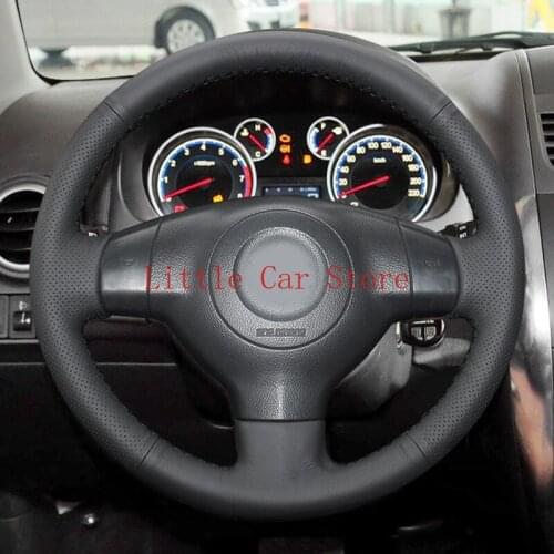 DIY Black Leather Car Steering Wheel Cover For Suzuki SX4 Alto Old Swift