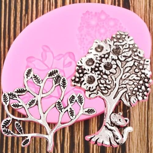 Life Tree Silicone Molds 3D Flower Leaf Cat Fondant Mould Cake Decorating Tools Clay Candy Chocolate Gumpaste Moulds