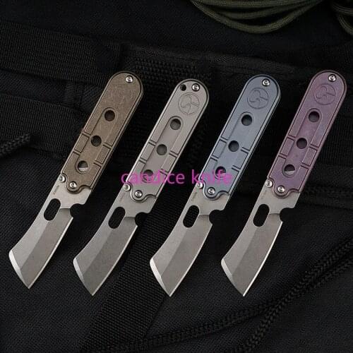Serge Knife S35VN Blade Titanium Alloy Handle Flipper Knife Stone Wash Keychain Knife Camping Survival Folding Outdoor Tool Pea