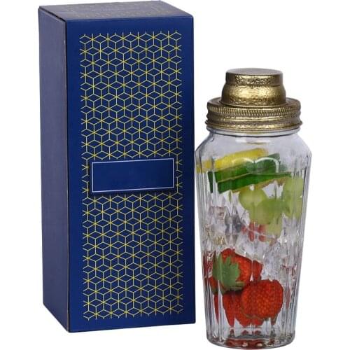 QUEENBAR Classic Style Glass Cocktail Shaker Bartender Bar Mixing Tools Mixer Wine Martini Stainless Steel Shaker 600ml