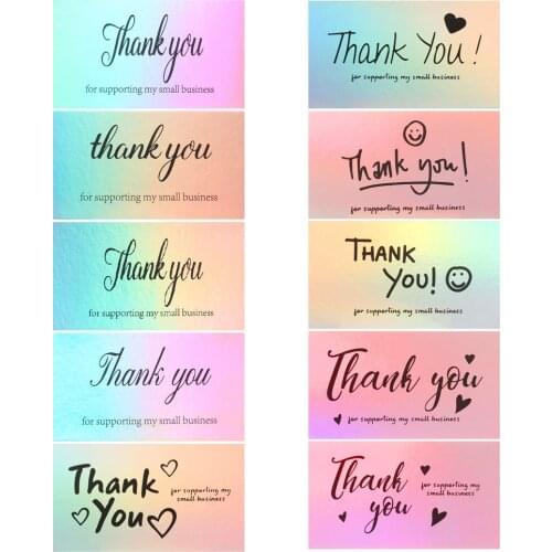 30/50Pcs Reflective Laser Appreciate Cards Thank You For Supporting My Small Business Greeting Customer Shopping Gift
