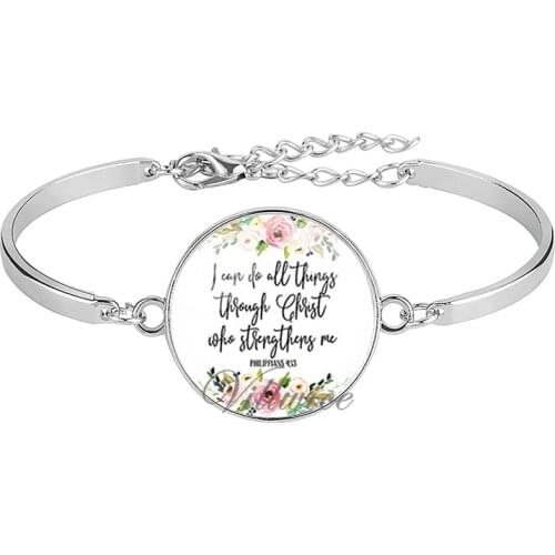 VILLWICE Hot Fashion Bible Verse Bracelet 25mm Glass Cabochon Bracelets Scripture Quote Christian Jewelry Faith Gifts
