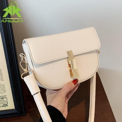 Vintage Solid Color Saddle Bag 2021 New Quality PU Leather Womens Designer Handbag Stylish Simplicity Shoulder Messenger Bags
